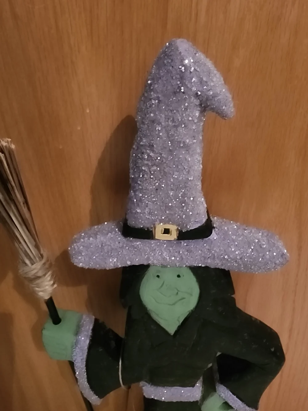 Witch WOODEN STAND Accessory - Purple & Green Witch Decor 24
